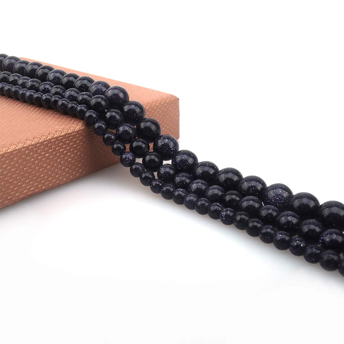 ICAI Beads 10mm Natural Blue Sand Goldstone Round Loose Stone Beads for Jewelry Making DIY Crafts Design 1 Strand 15" APPR.34-36pcs