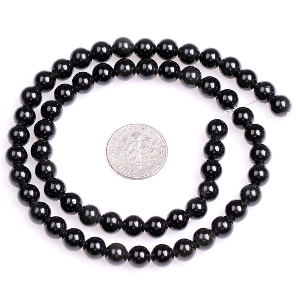 10mm Natural Black Obsidian Beads Round Gemstone Loose Beads for Jewelry Making (36-38pcs/strand)