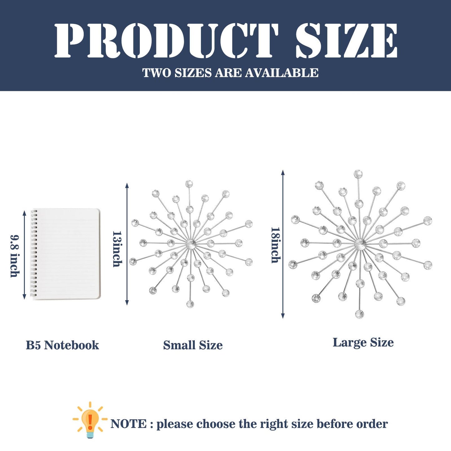 ZEXUIRU 3 Pack Silver Sunburst Wall Decor – Metal Crystal Wall Art with Sparkling Rhinestones, 14’’/18 Inch Starburst Wall Hanging Set for Living Room Bedroom Bathroom – Modern Bling Home Decorations