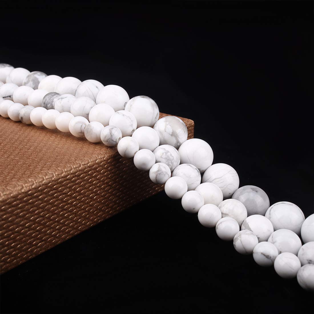 ICAI Beads 10mm Natural White Howlite Gemstone Round Loose Stone Beads for Jewelry Making DIY Crafts Design 1 Strand 15" APPR.34-36pcspcs