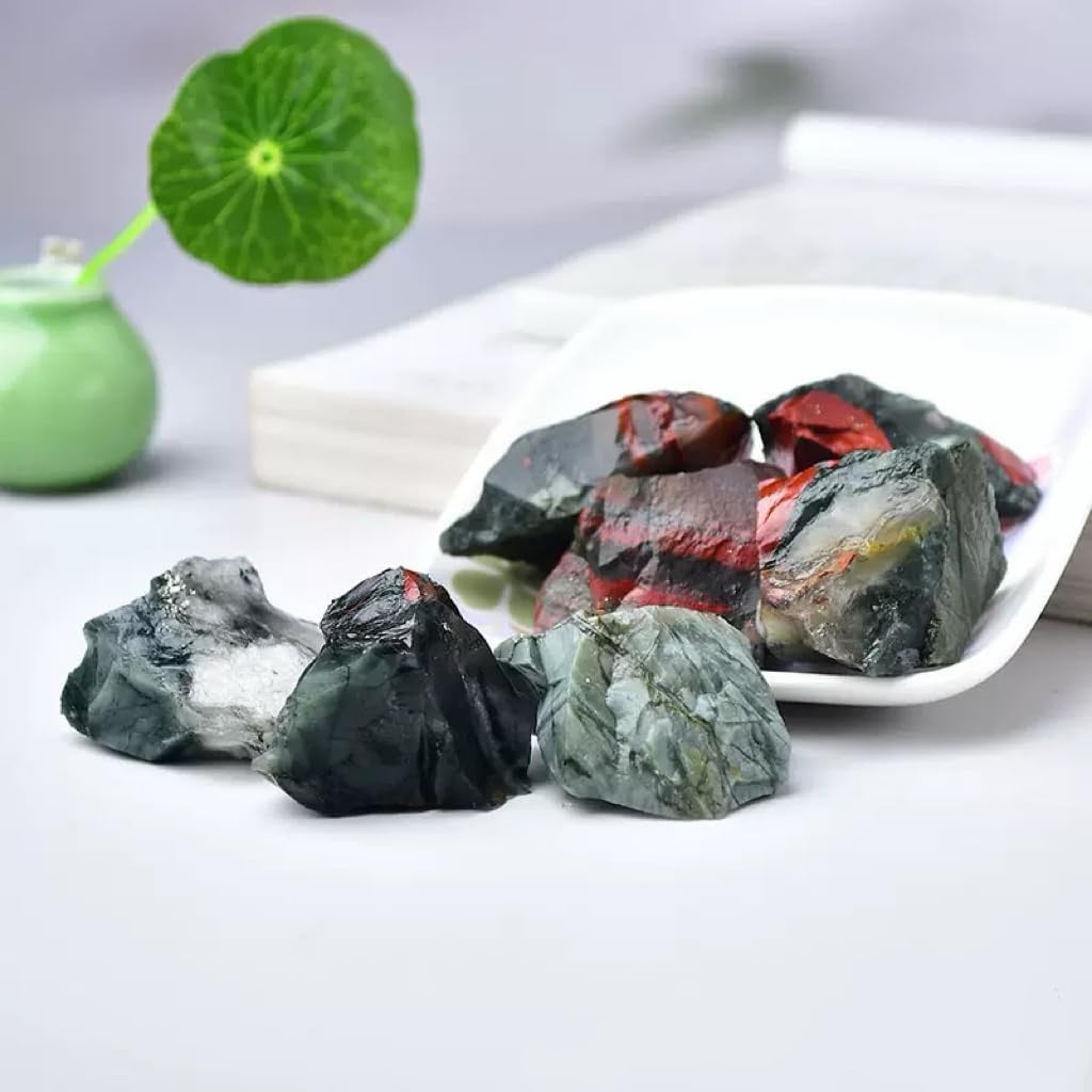 1LB Natural African Bloodstone Raw Healing Crystals, Energy Stones for Meditation, Reiki, Chakra Balancing, Home Décor and Spiritual Gifts (10-30mm)