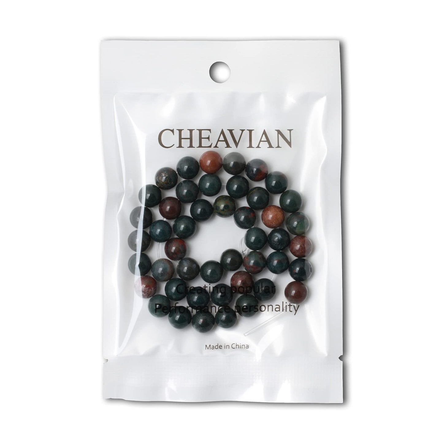 CHEAVIAN 45PCS 8mm Natural Indian Bloodstone Round Loose Beads for Jewelry Making DIY Bracelet Necklace Materials 1 Strand 15"