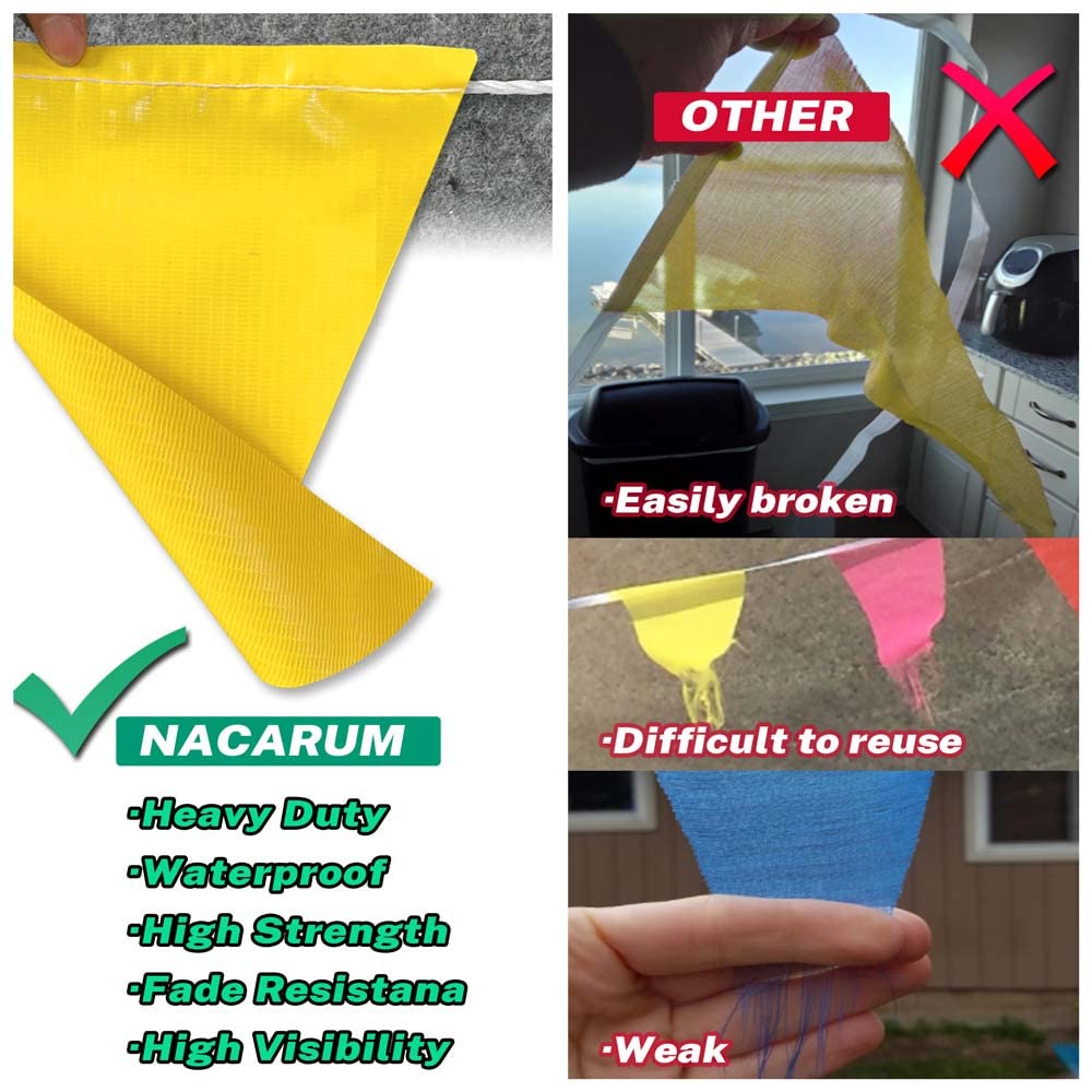 NACARUM 102ft Party/Celebration Multicolor Pennant Banner Flags | OSHA 500lb Rated | Strand Fade Resistant