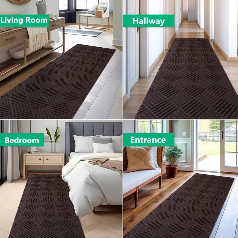 Griclner Area Rug 1FTX10FT Modern Graphite Rug Collection Craft with Non-Shedding Floor Carpet Washable for Living Room Bedroom Dining Home Office Brown