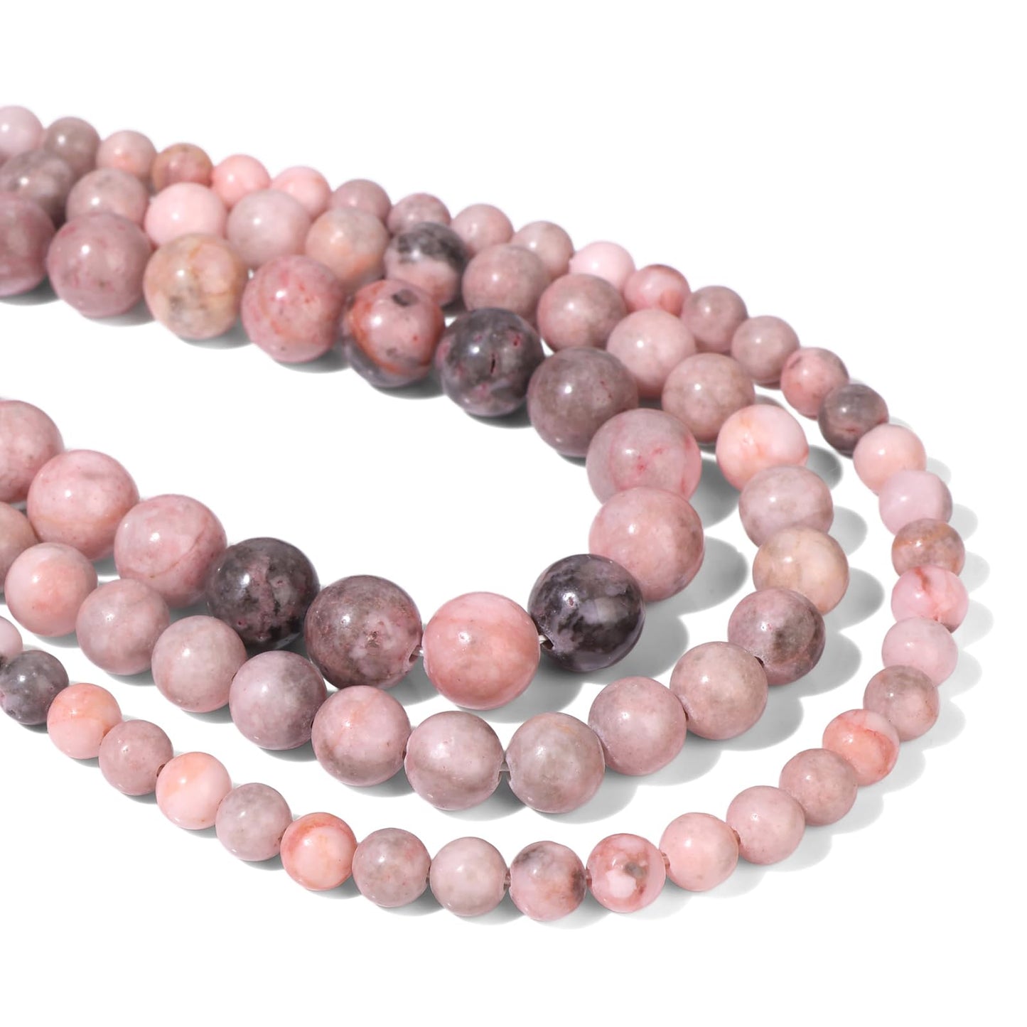 40pcs 10mm Natural Pink Zebra Gemstone Beads Healing Crystal Round Loose Stone Beads for Jewelry Making, Crystal Stone Beads for Bracelets Necklace Earrings Making