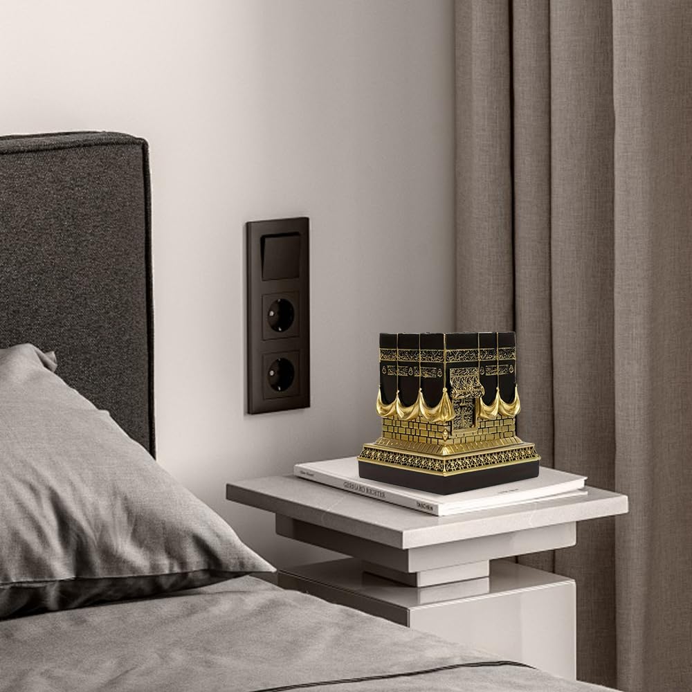 Will Art Museum Islamic Kaba Replice Model, Muslim Turkish Home Table Decorations Perfect Islamic Ramadan Showpiece Eid Gifts Bookend Gold Plated Traditional Home Table Fireplace Decor