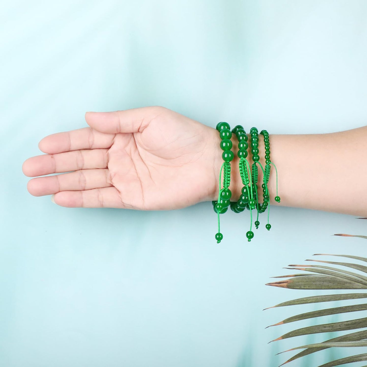 AD Beads 8mm Green Jade Bracelet - Stone of Heart Opening - Handmade Natural Stone Crystal Bracelet with Adjustable Macrame String - Yoga Healing Power Energy Gifts for Men and Women
