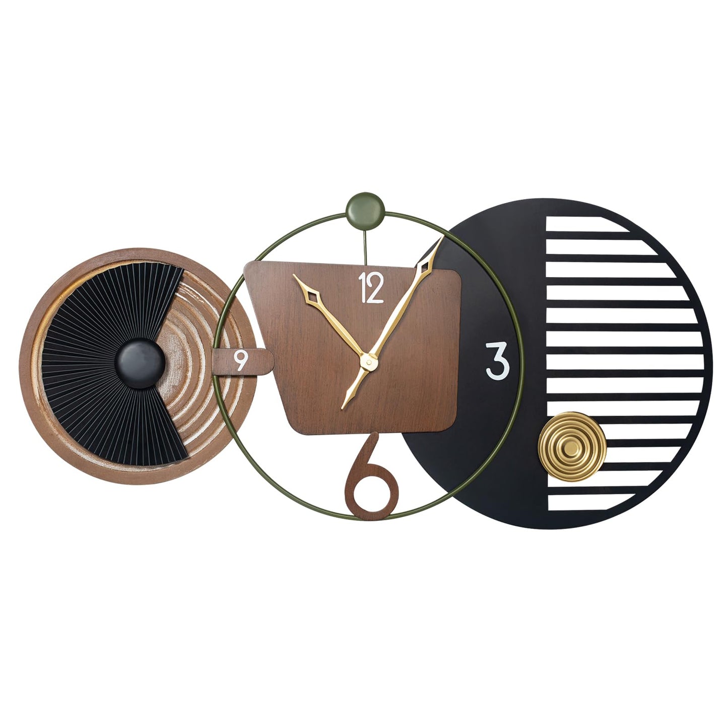 Tiuposr 41x20 Inch Modern Wall Clocks, Large Round Decorative Clock, Silent Non-Ticking Battery Operated Timepiece for Living Room, Bedroom, Office, Entryway