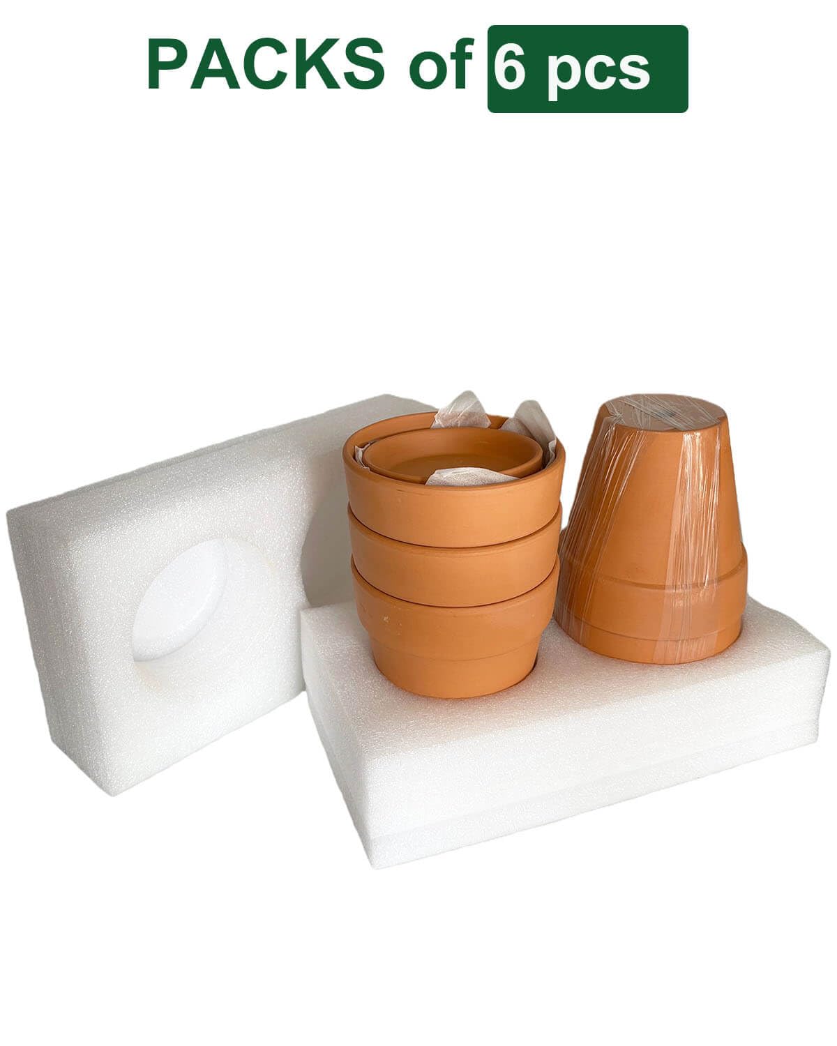 6 Inch Terracotta & Clay Plant Pots with Drainage Hole and Saucer- 4 Pack Medium Terra Cotta Pots for Indoor Outdoor Plants, Breathable Unglazed Classic Planter Pots for Succulents, Herbs, Flowers