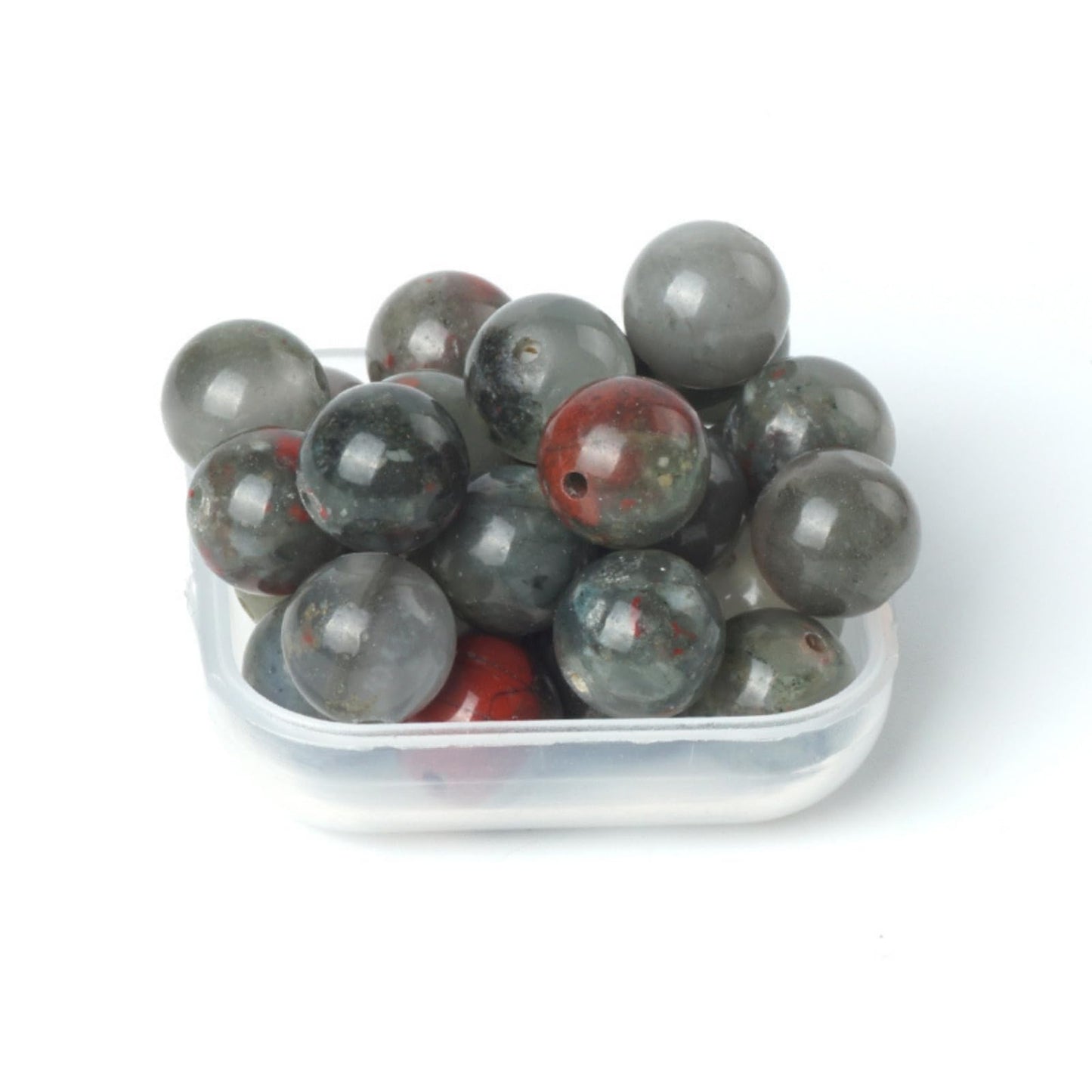 100Pcs Natural Stone 6mm African Blood Stone Round Loose Gemstone Energy Healing Beads Hole Size 1mm DIY Smooth Beads for Bracelet Necklace Earrings Jewelry Making