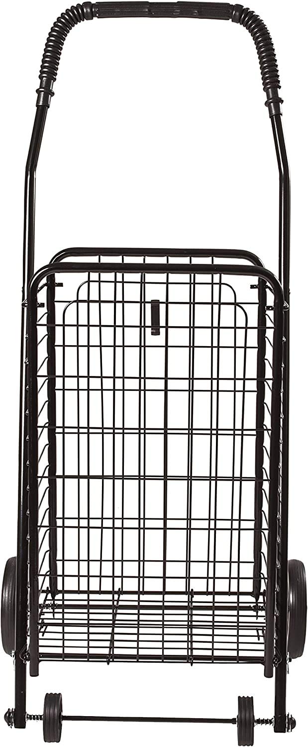DMI Utility Cart with Wheels to be used for Shopping, Grocery, Laundry and Stair Climber Cart, Weighs 7.5 Pounds but holds up to 90 Pounds, Compact and Foldable, Black