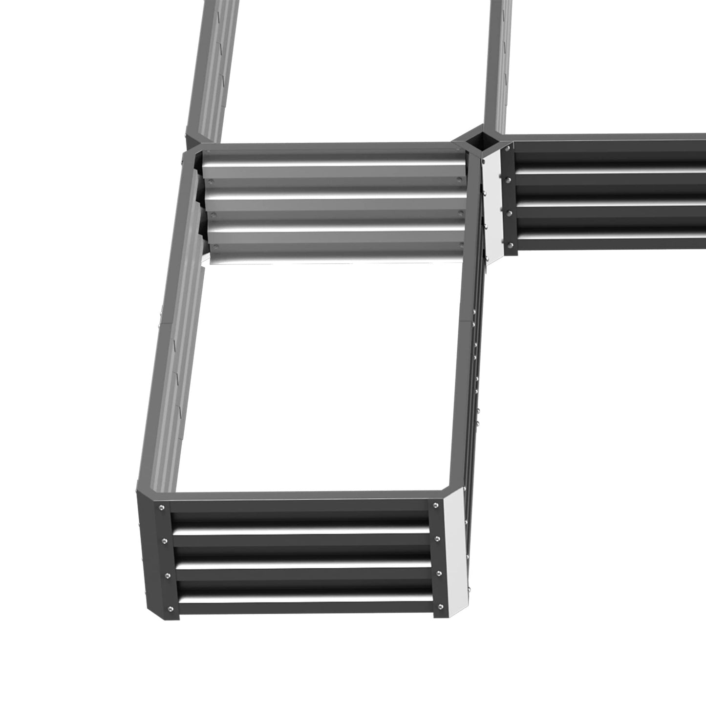 Outsunny 8 x 8ft DIY Raised Garden Bed, Large Galvanized Steel Planter Box with 5 Compartments, for Outdoor Plants, Vegetables, Flowers, Herbs, Easy Assembly, Gray