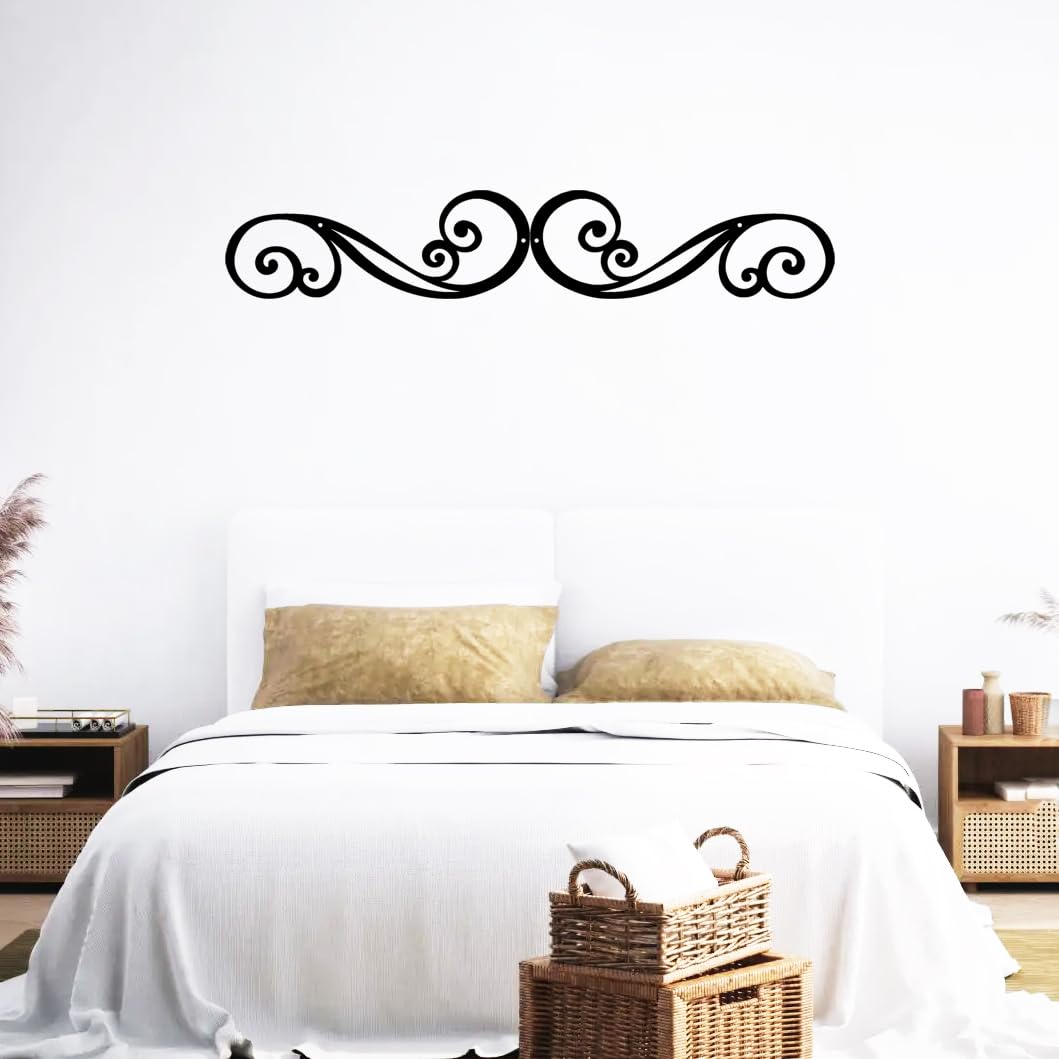 Metal Scroll Wall Art Decor Rustic Iron Wall Scroll Decorations Pair Scroll for Front Porch Above Door Hallway Entryway Living Room