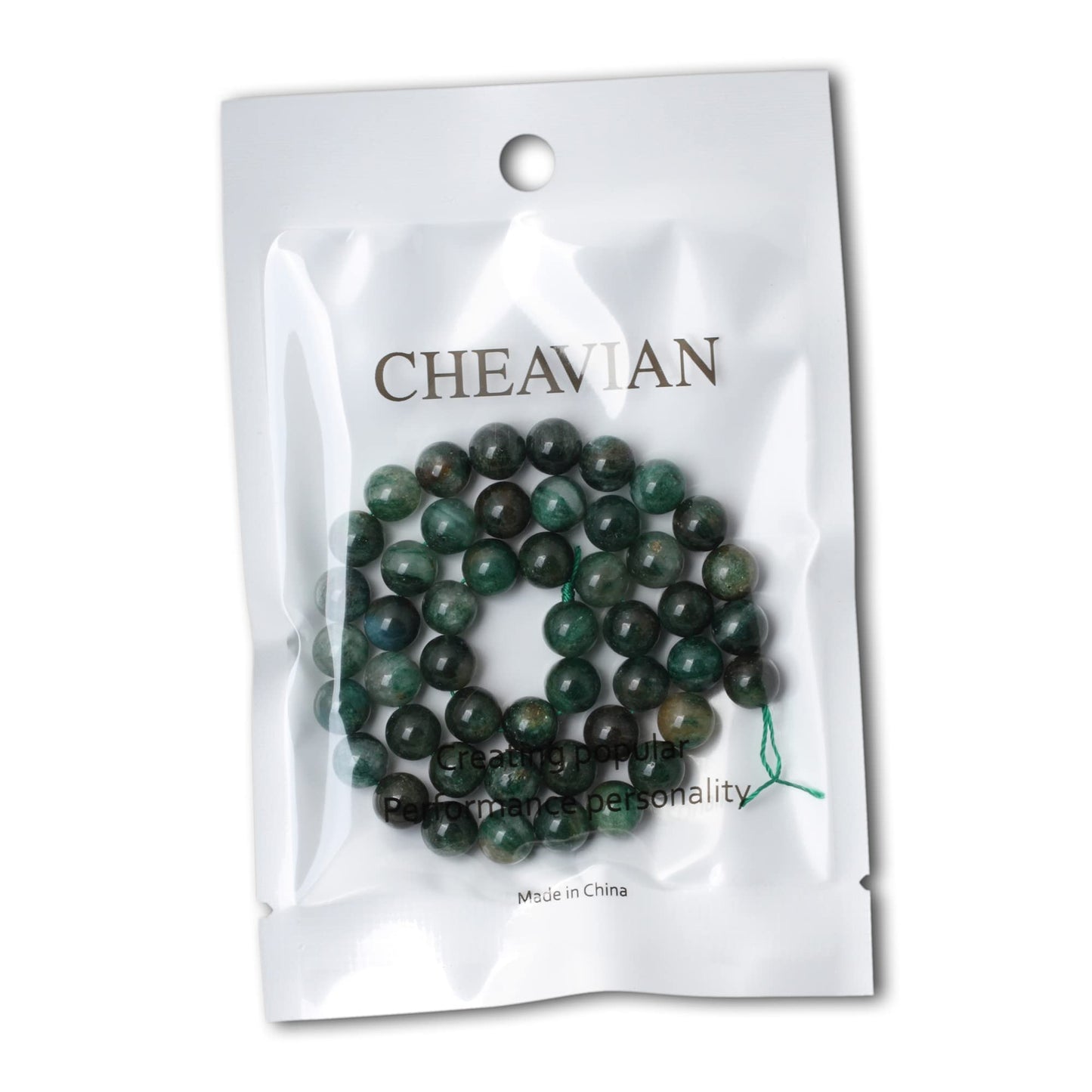 CHEAVIAN 45PCS 8mm Natural Green Mica Gemstone Smooth Surface Round Loose Beads for Jewelry Making 1 String 15 Inches