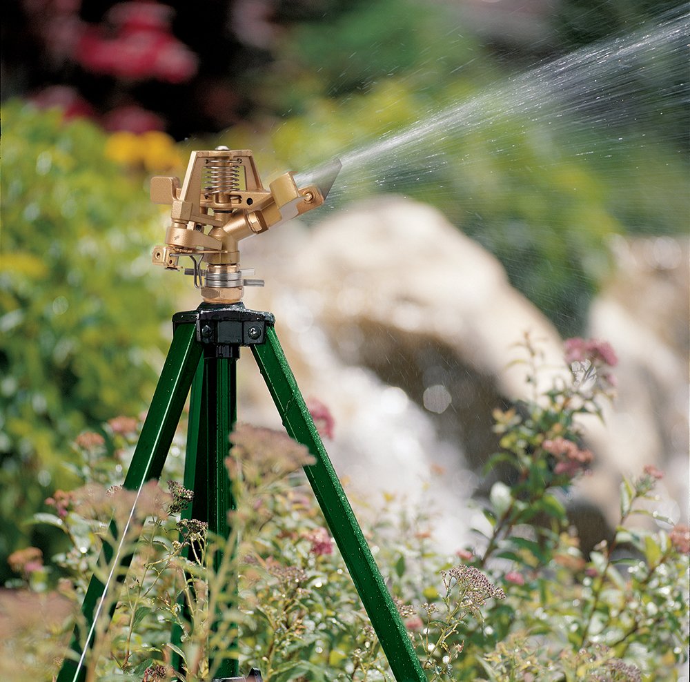 Orbit 56667Z Tripod Lawn Zinc Impact Sprinkler - 360 Degree Rotating Sprinkler