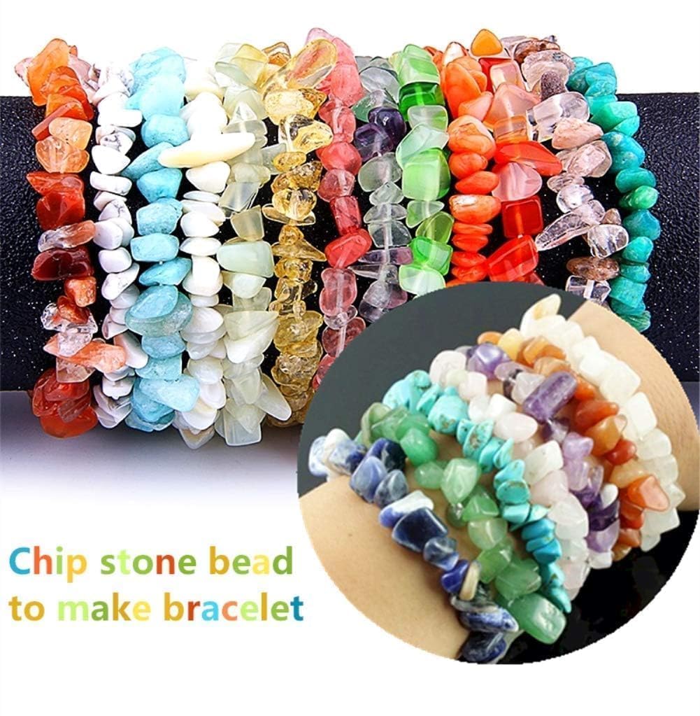 500pcs Natural Chip Stone Beads Multicolor 5mm to 8mm Irregular Gemstone Healing Crystal Loose Rocks Bead Hole Drilled DIY for Bracelet Necklace Earrings Jewelry Valentine's Day Making Craft