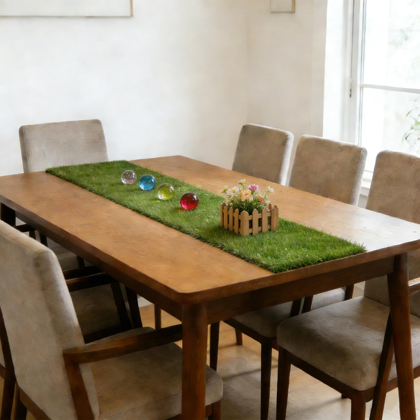 VERDIGRASS Artificial Grass Indoor Outdoor Table Runner 12 x 36 Inch,Waterproof Astro Turf with Drainage Holes,Fake Turf Mat Grass Rug for Golf Themed Party,Wedding, Birthday,Home Decor,Dark Green