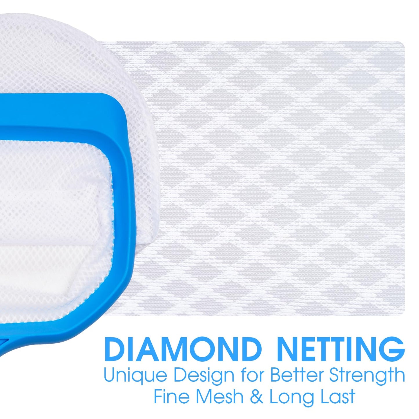 TidyMister Pool Skimmer Net with Front Double Layer Net, Ultra Fine Mesh Diamond Netting Pool Leaf Rake for Above Ground Pools & In-ground Pools, Fit with 1-1/4'' Standard Pole