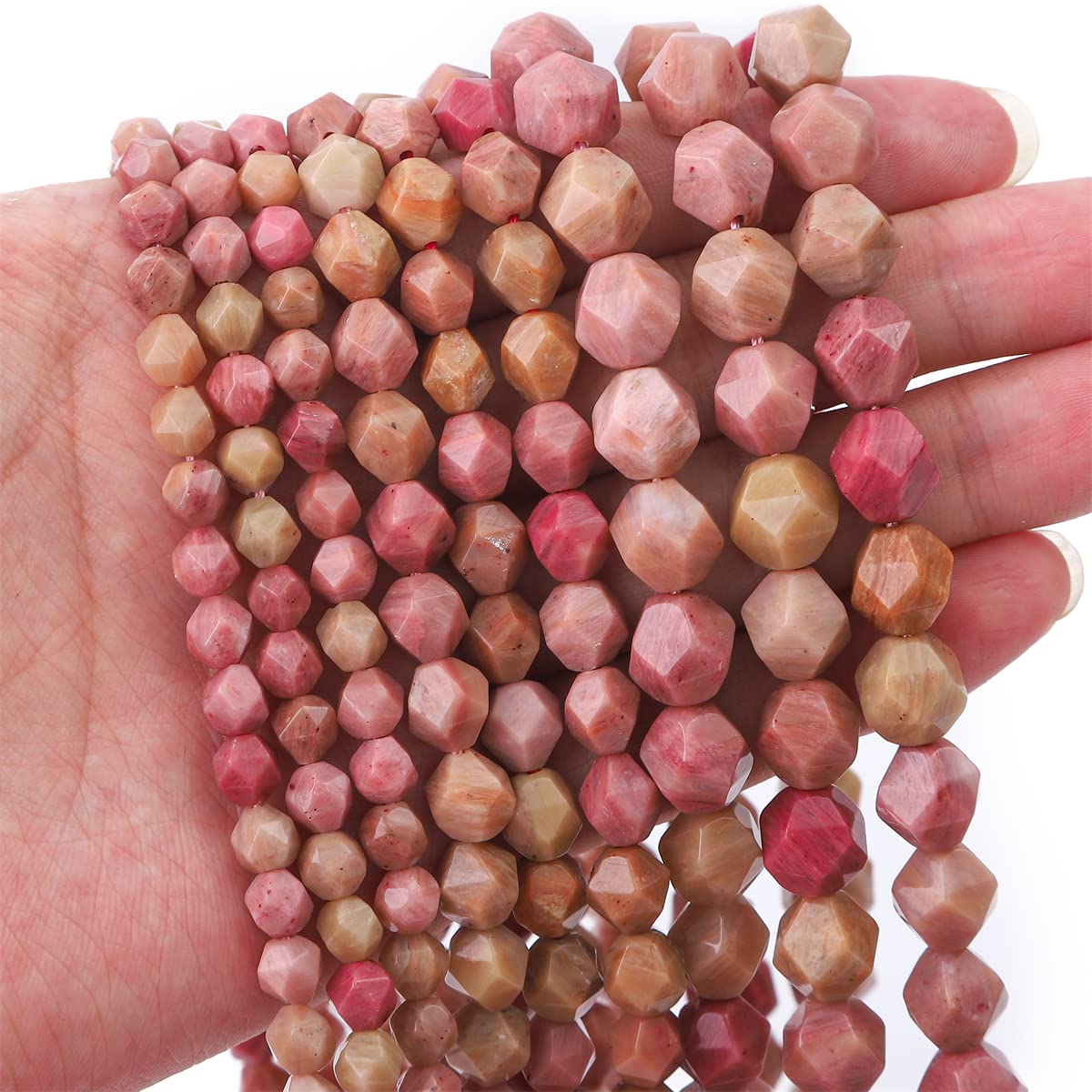 BEADIA Faceted Natural Red Wood Marble Stone Round Beads 6mm 36cm/Strand for Jewelry Making