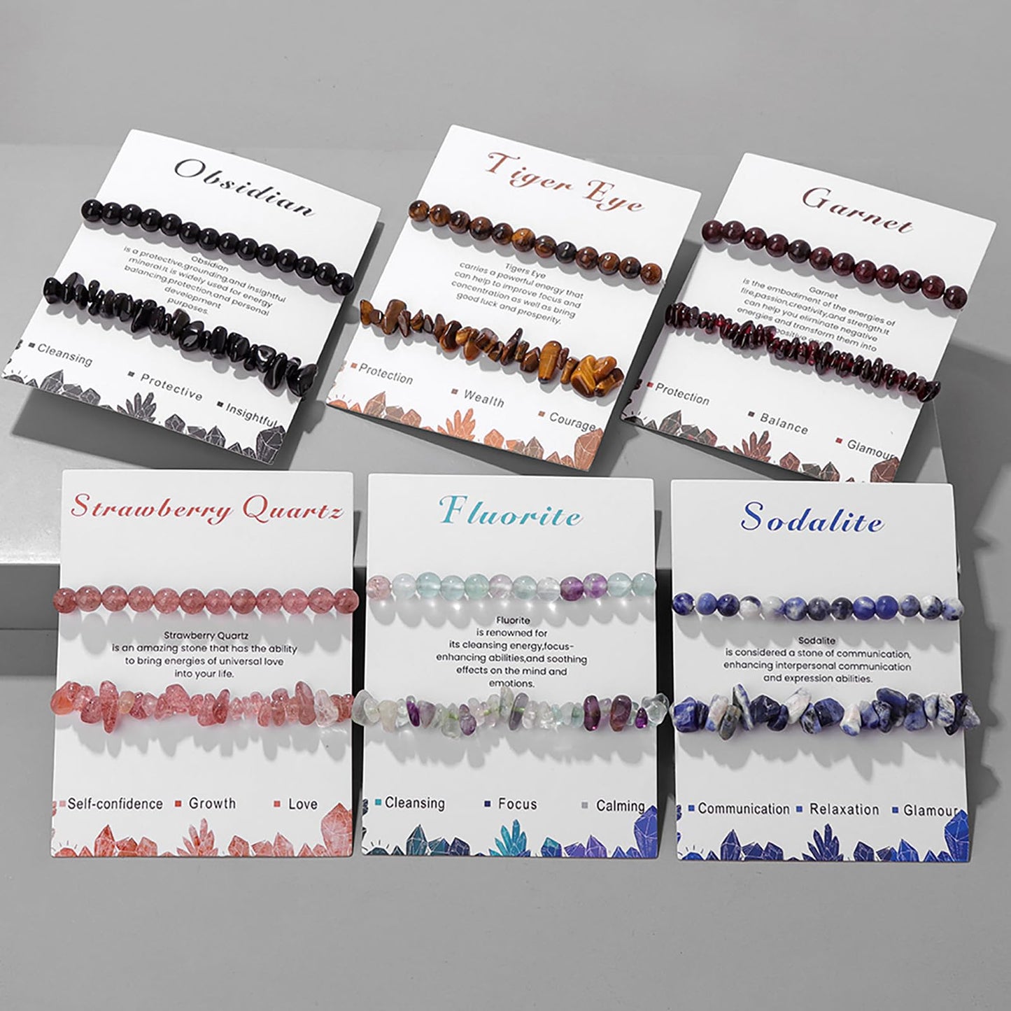 2Pcs Garnet Bracelets for Women Crystal Bead Bracelet Healing Crystal Bracelet Gemstone Beaded Bracelet Natural Stone Garnet Jewelry for Women Girls