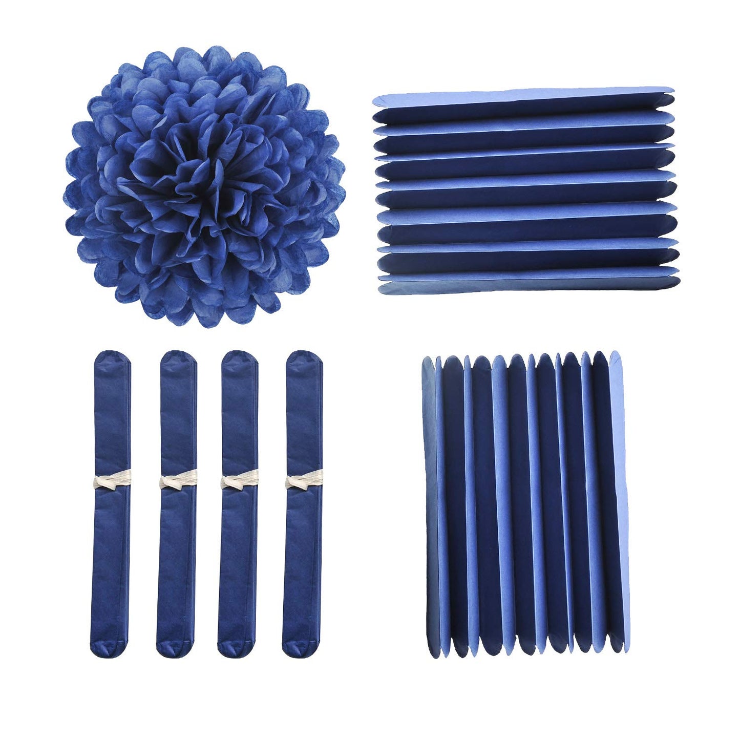 10" Navy Blue Tissue Pom Poms DIY Tissue Paper Flowers for Birthday Wedding Baby Shower Tea Party Dessert Table Decoration, Pack of 18