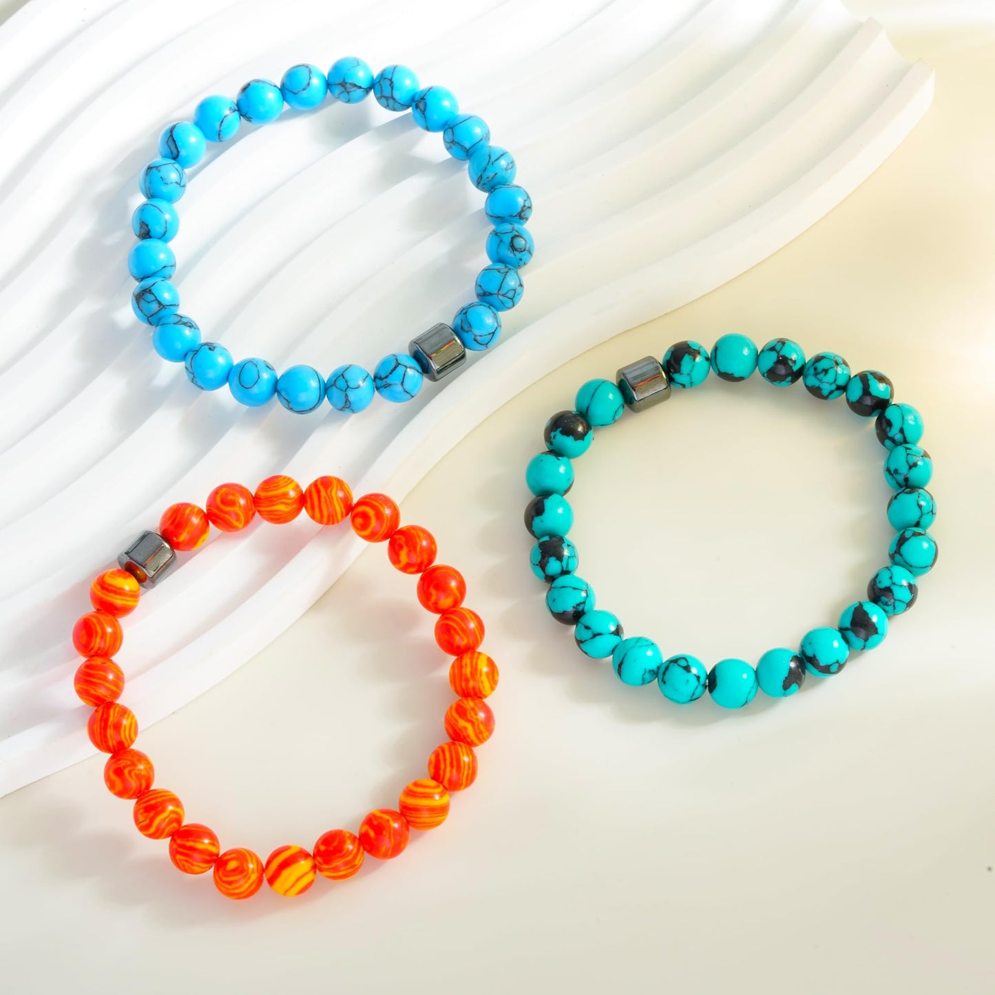 ZHDHDQ 3PCS Glame Anti Alcohol Bracelet for Men Women,Stone Volcanic Stone Reduce the Urge Drinking Alcohol Manifestation Relieve Anxiety Stress Jewelry Gift (colorful)
