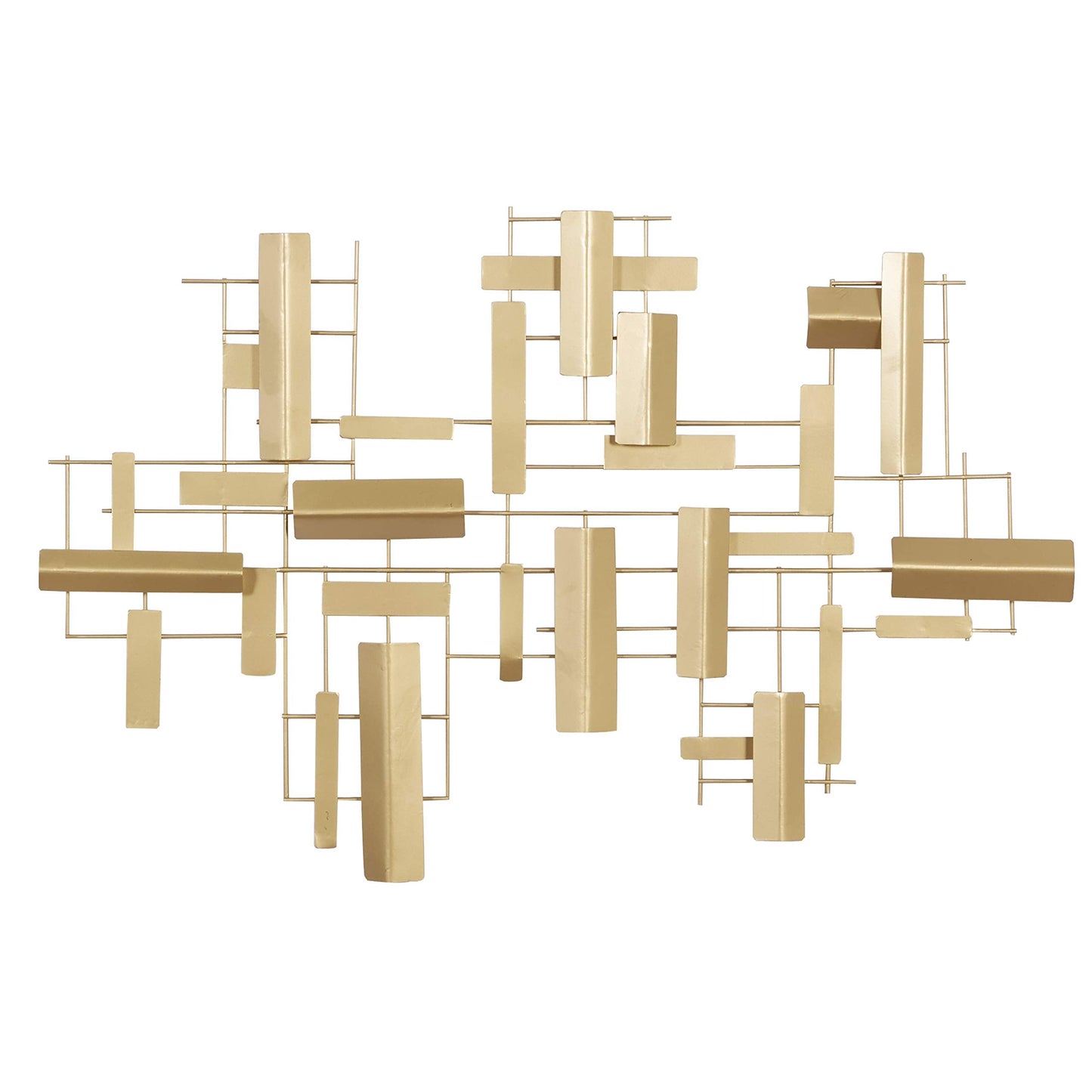 CosmoLiving by Cosmopolitan Metal Geometric Home Wall Decor 3D Stripe Wall Sculpture, Wall Art 36" x 1" x 23", Gold