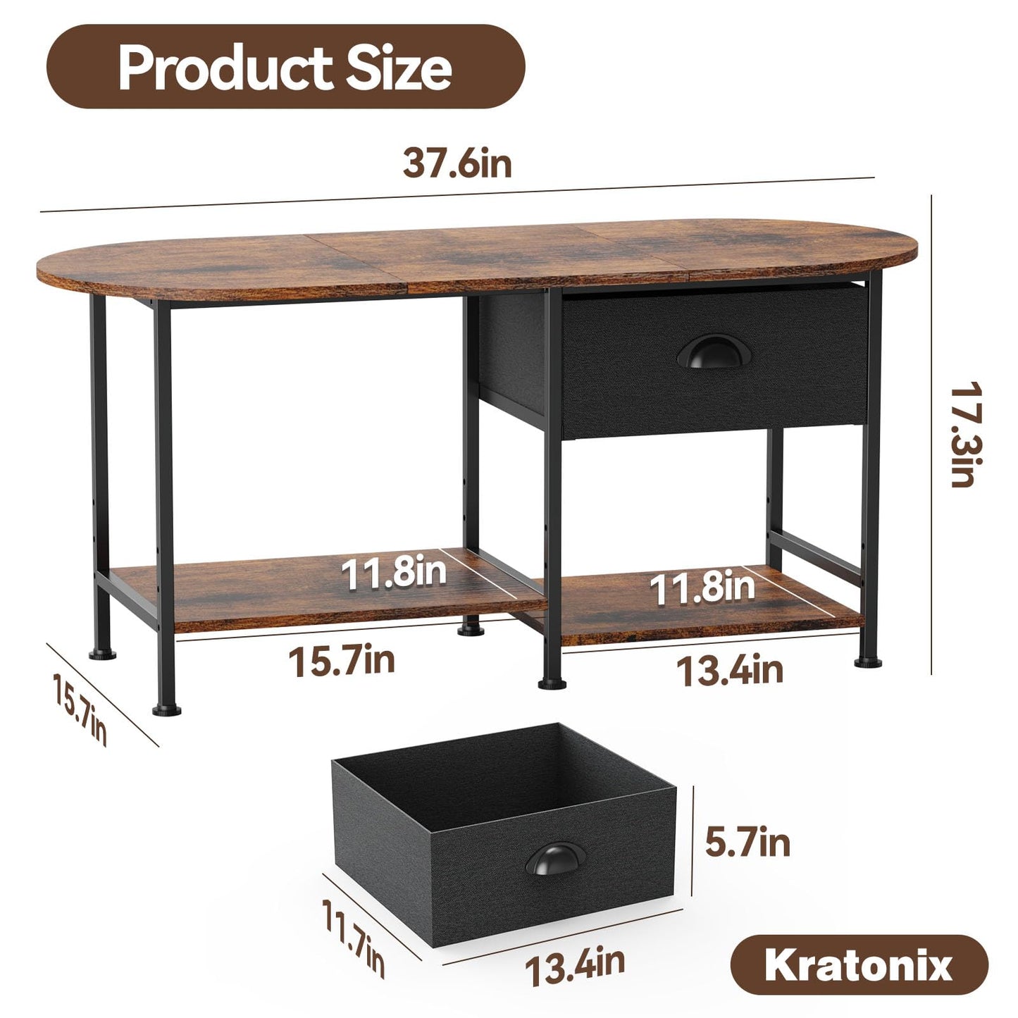 37" Oval Small Coffee Table with Storage,Modern Wood Living Room Center Table for Small Space,Apartment,Home Office,Drawer & Open Shelves,Easy Assembly,Rustic Brown