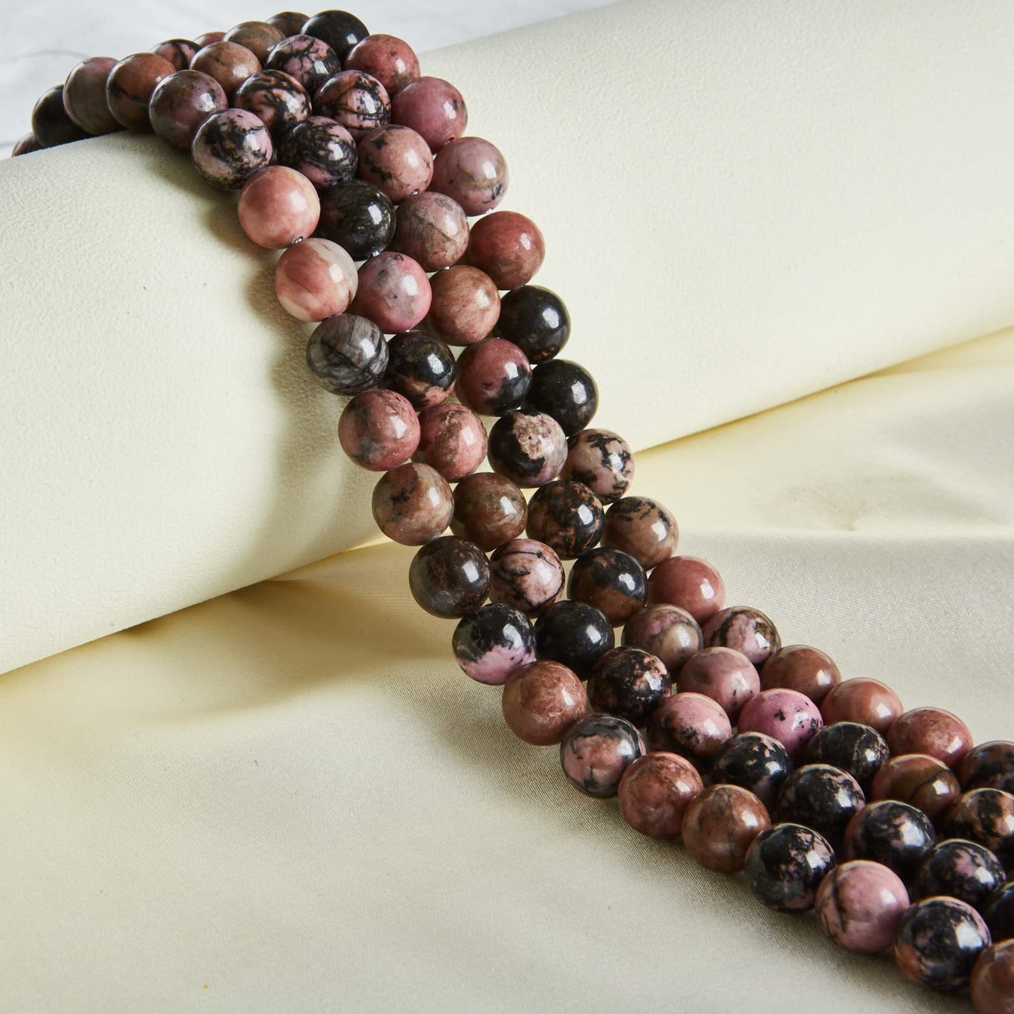 60pcs 6mm Pink Black Rhodochrosite Beads Natural Gemstone Beads Round Loose Beads for Jewelry Making