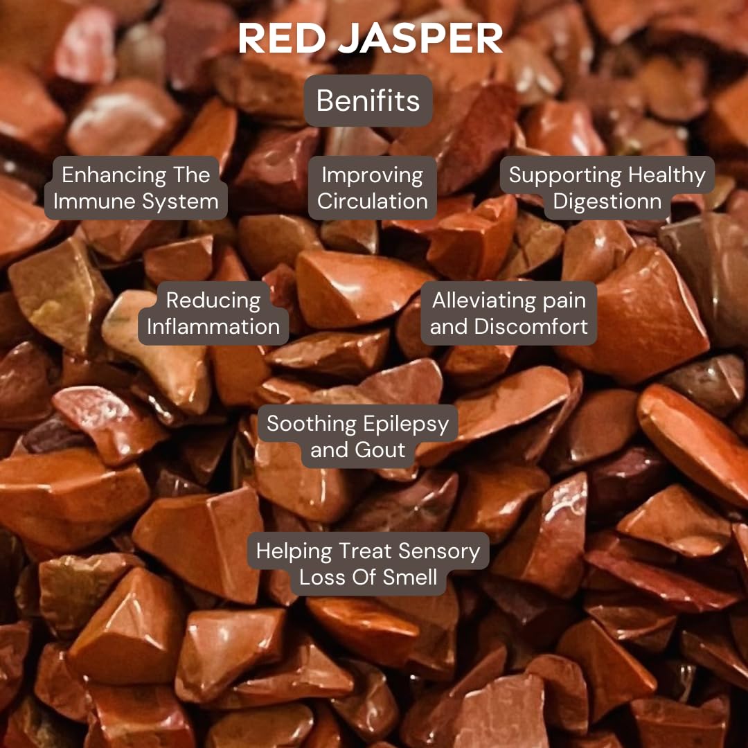 Indian Consigners Natural Crushed Polished Tumbled Gem Stone Chips, Decoration & Healing Crystals (Red Jasper)