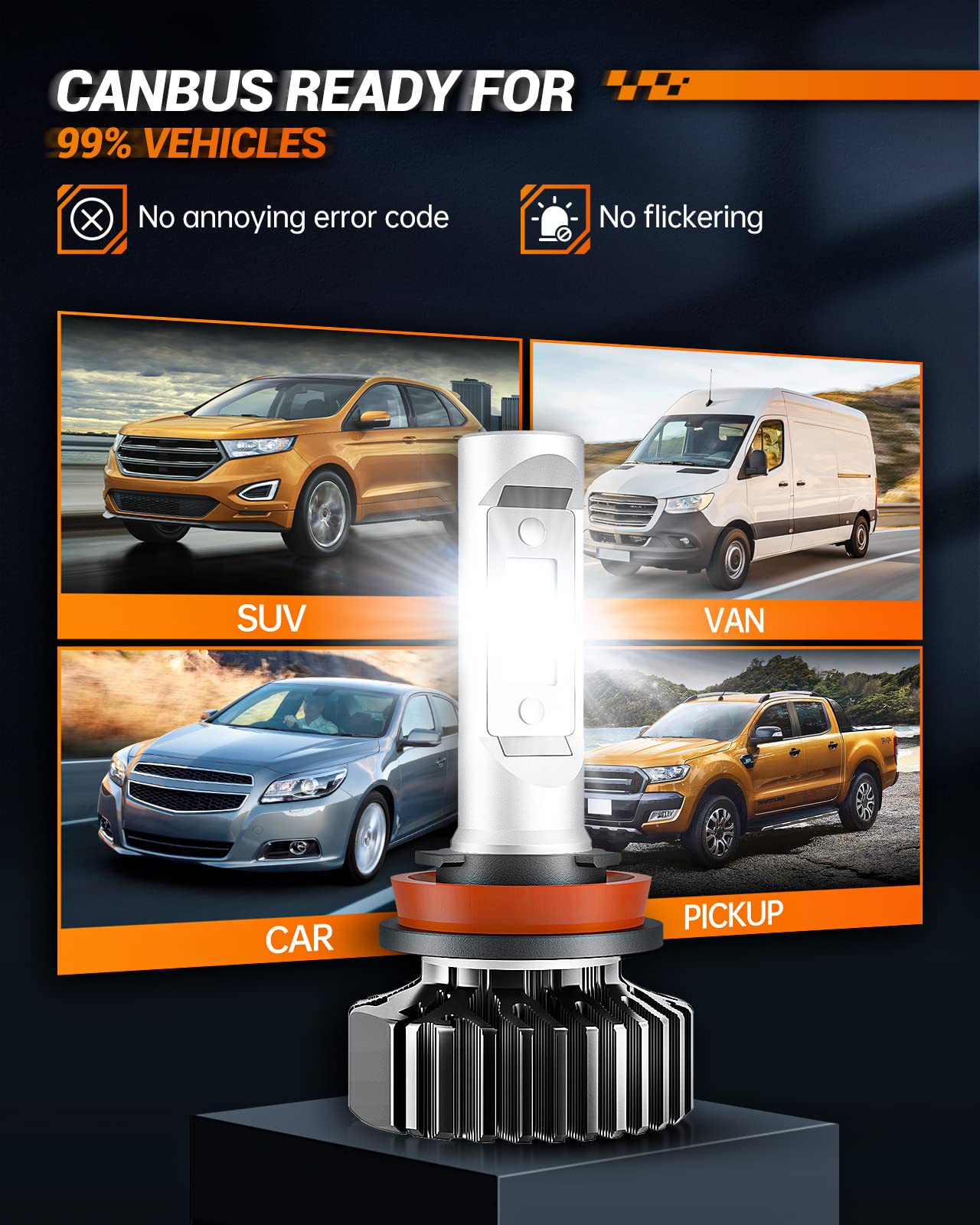 SEALIGHT 9005 H11 Light Bulbs Combo, Ultra-Bright Cool White, Mini Size, Quick Install, Pack of 4