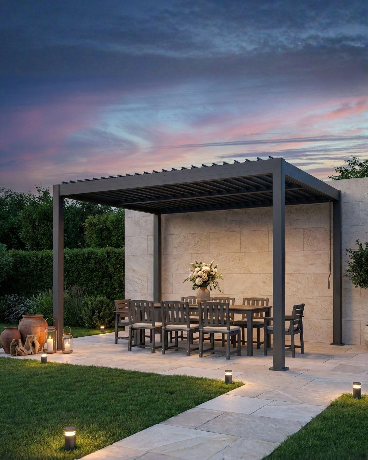 Tobeos Louvered Pergola, 10x13 FT Outdoor Pergola with Adjustable Roof and Drainage System, Heavy Duty Aluminum Frame Patio Pergola for Backyard Deck Garden, Weather Resistant Structure(Grey)