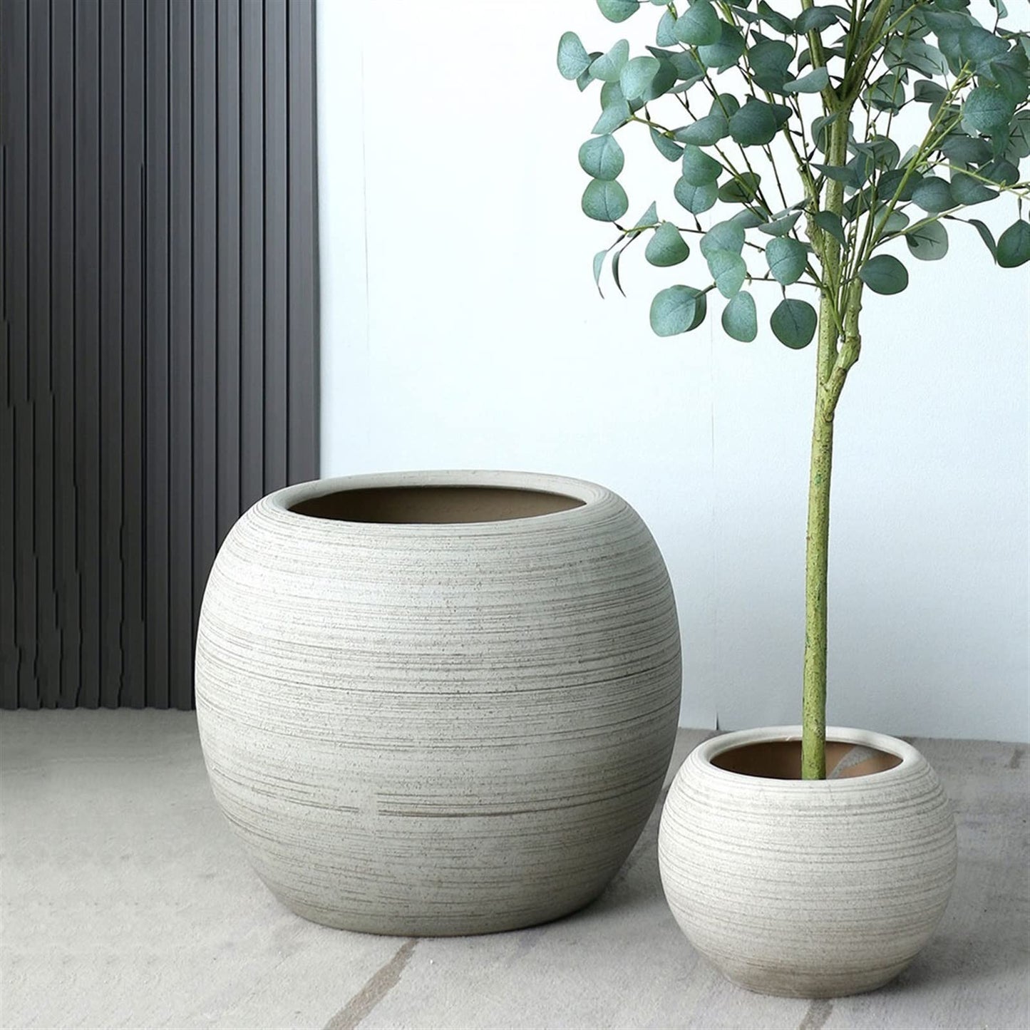 YIMUBDBM Creative Flower Pots Ceramic Flower Pot Plant Container Oversized Spherical Floor Planter Mall Decoration Courtyard Large Green Flower Pot Flowers Pot Plant Bucket-B:high 23 cm