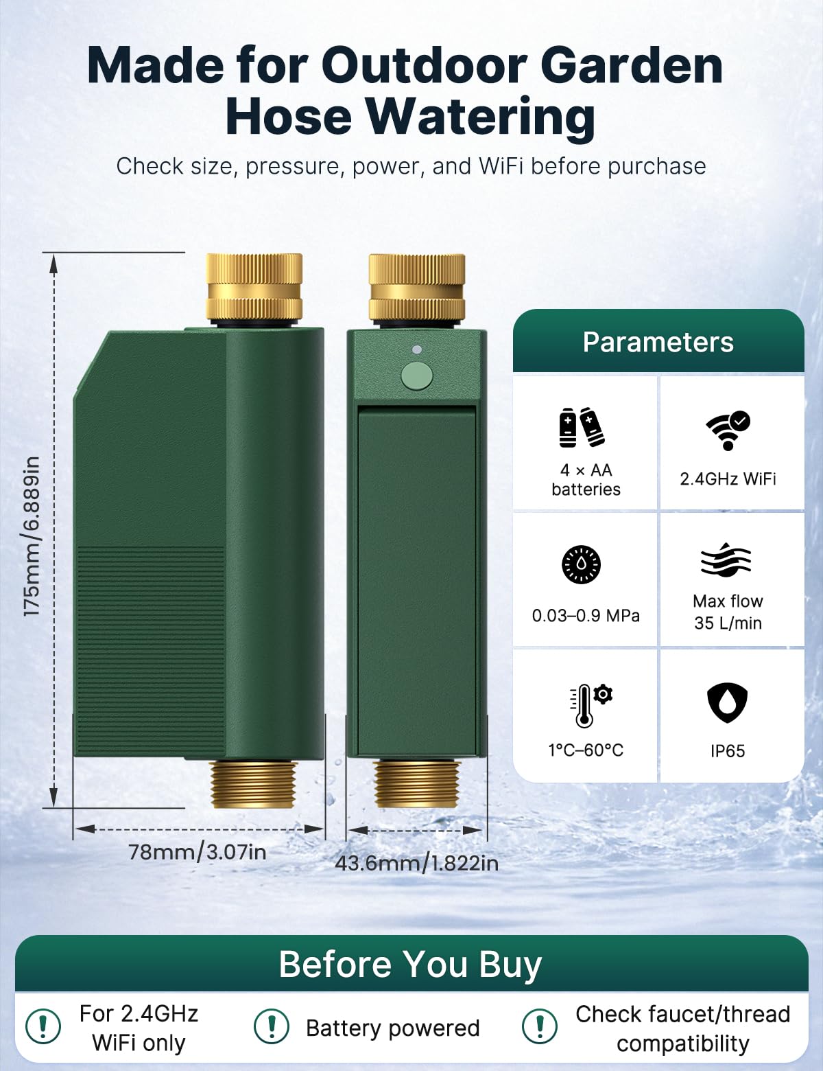 MOES WiFi Water Timer for Garden Hose, No Hub Required, Sprinkler Controller Built-in Flow Meter, Brass Inlet & Outlet, Smart Hose Timer, App & Voice Control, 10 Schedules, Up to 2-Year Battery Life