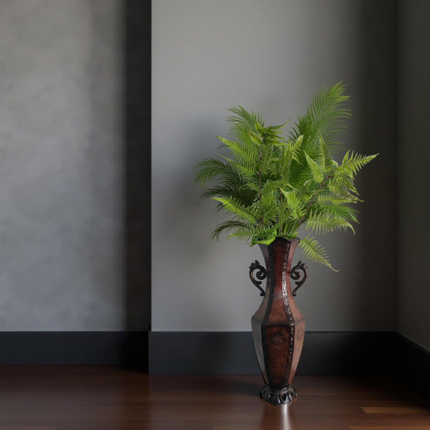 Hosley Decorative Embossed Metal Tall Floor Vase 24 Inch High. Ideal Gift for Weddings Party Spa Reiki Meditation Settings