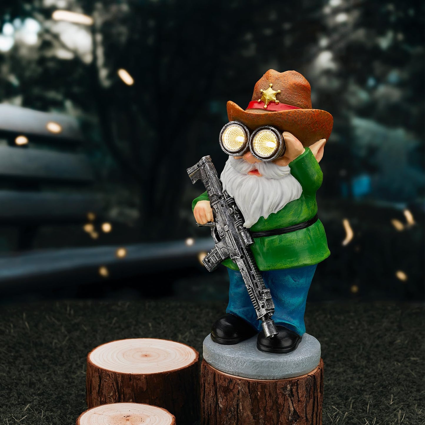 Elegondrar Funny Garden Gnomes Statue Outdoor Decor, Solar Telescope Gnome Decorations for Yard, Lawn, Patio, Porch, Christmas Birthday Housewaming Gifts for Dad, Men, Husband, 10.6 Inch, Resin