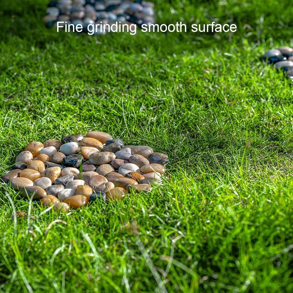 6 PCS Natural River Rock Stepping Stones for Garden Walkway - 9.5'' Hexagon Pebble Mats with Non-Slip Mesh Backing - Decorative Outdoor Stone Pavers for Patio, Lawn, Backyard Path & Landscaping Decor
