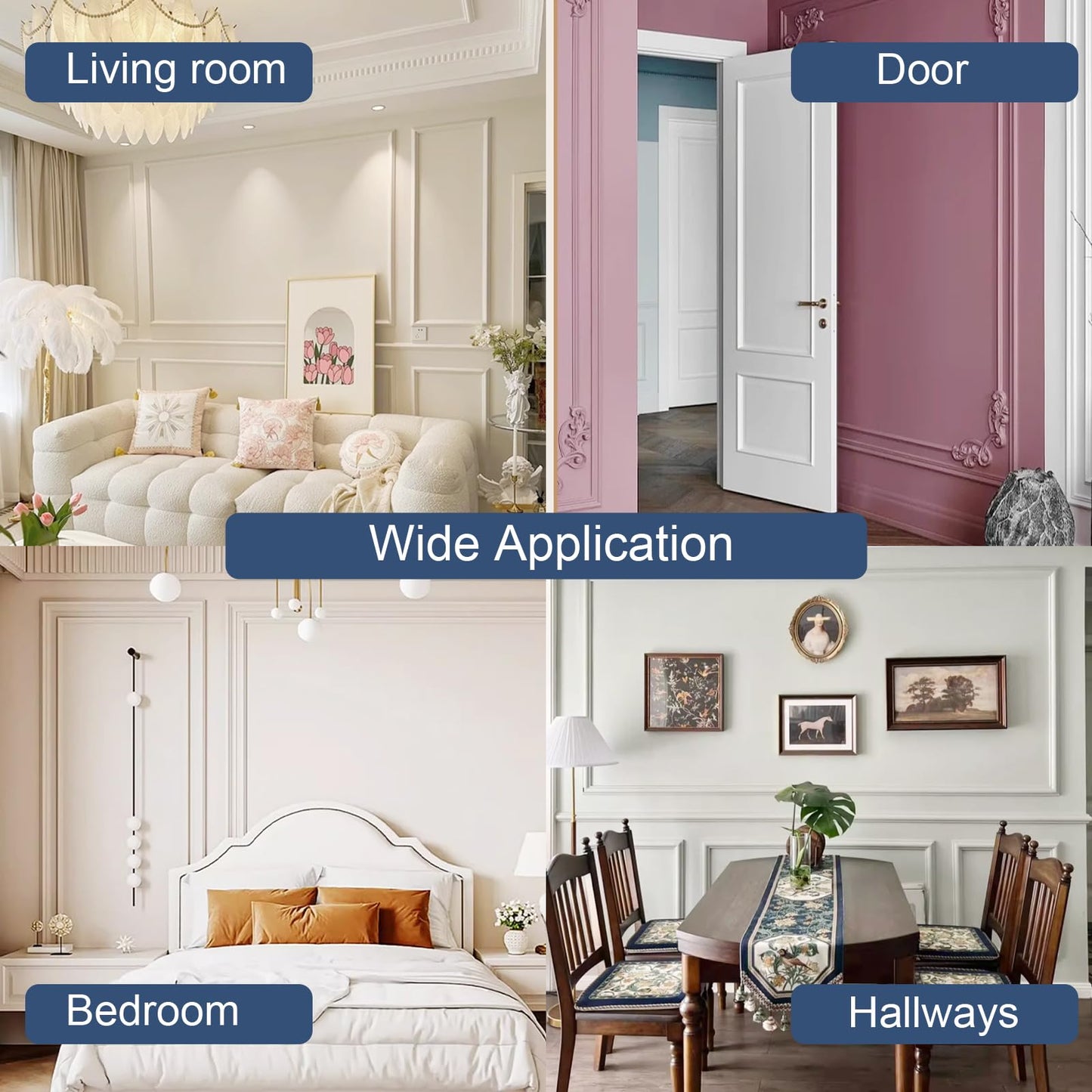NeatiEase 4 Set Peel and Stick Wall Molding Trim Kit, 16" x24" Premade Wainscoting Panels, Self Adhesive Moulding Panel for Interior Walls Picture Frame