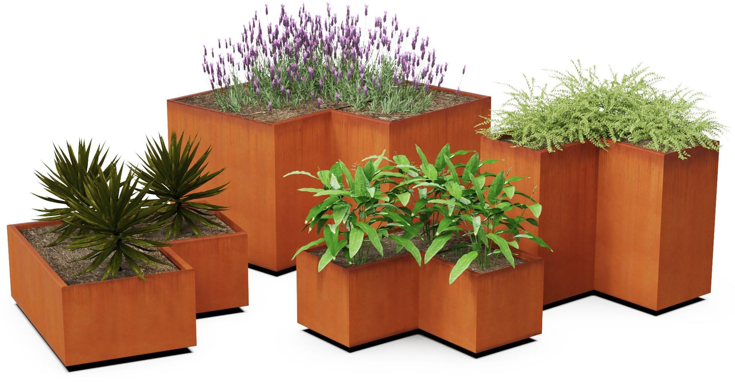 Plantercraft Large Rectangular Planters for Outdoor Plants - 30x18x18 Inch Corten Steel Planter | Heavy Duty Metal Planter Rectangle for Patio & Garden | Large Outdoor Planter Box