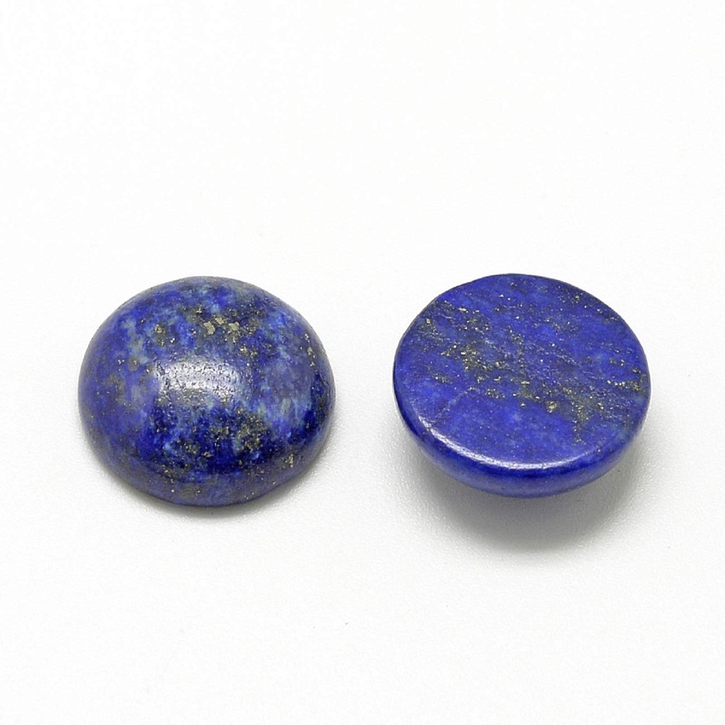 Fashewelry 50Pcs Natural Lapis Lazuli Cabochon Stone Half Round Beads 12mm Flat Back Gemstone Chakra Healing Crystal Dome Cover Cabs for Jewelry Making