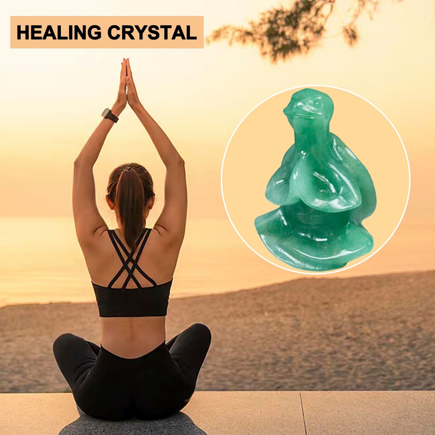 QLRSUXN Green Aventurine Sea Turtle Meditation Crystal Yoga Sculpture,Hand Carved Healing Figurine Spiritual Decor Chakra Balancing Gift,Zen Statue for Home Office Decorations