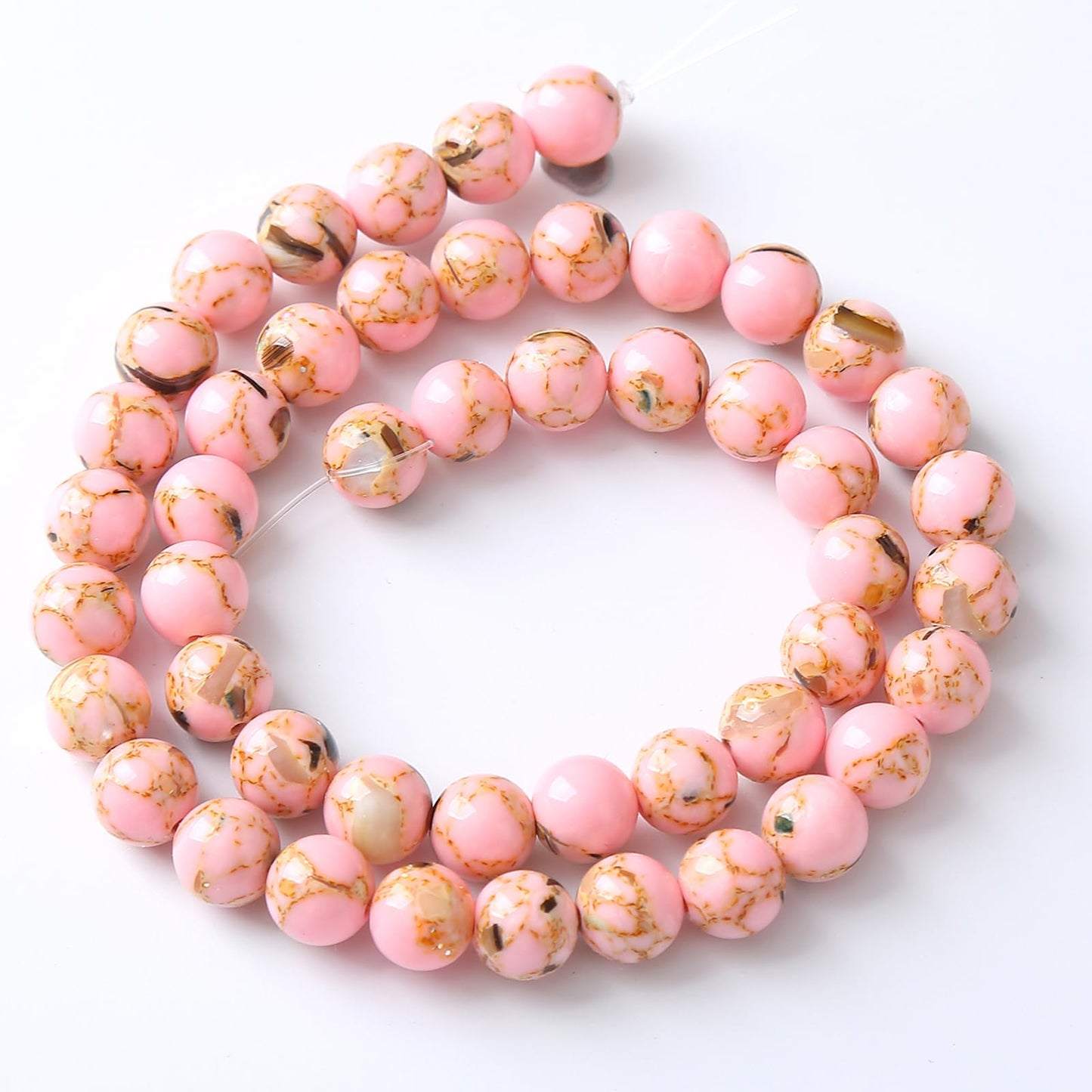 6MM 60PCS Pink Shell Turquoise Spacer Loose Beads for Jewelry Making DIY Bracelet Necklace