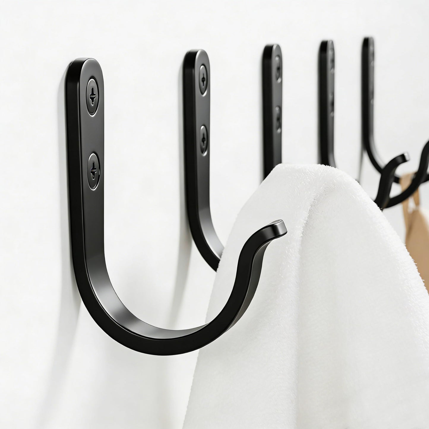 niffgaff 10Pcs Wall Hooks for Hanging Towel/Coat, Black
