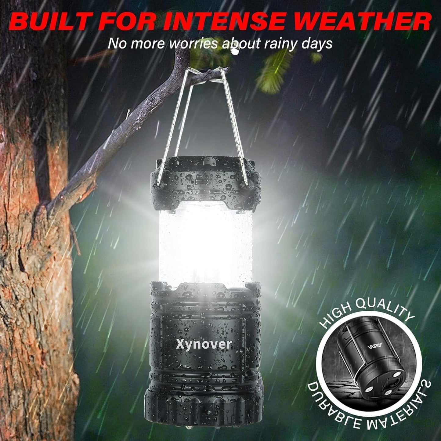 Xynover 4-Pack Solar Camping Lanterns,Rechargeable LED with USB/Solar/AA Battery,Magnetic Base,Hanging Hook,Collapsible, Waterproof for Emergency, Hiking,Hurricane,Campsites,Lanterns for Power Outages