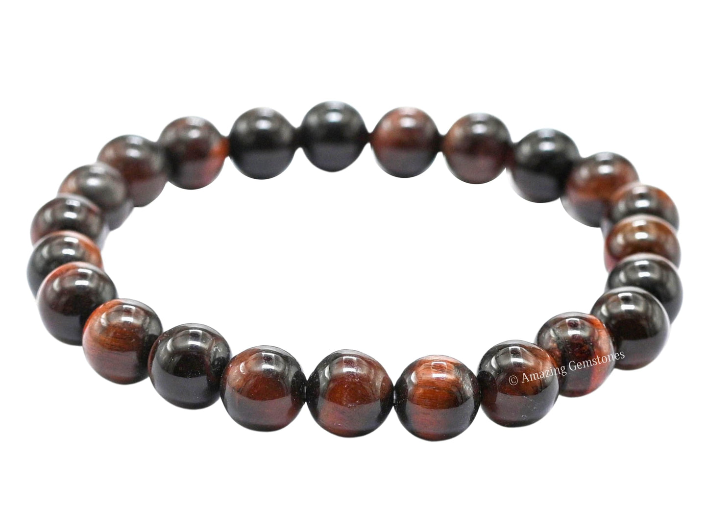 Amazing Gemstone Crystal Bracelet for Women Men's Gifts - Protection Healing Crystal Bracelet - 8mm Gemstone Beaded Stretchable Bracelet Pulseras Para Hombres Mujer Stocking Stuffers Mothers Day Gift (Red Tiger Eye)