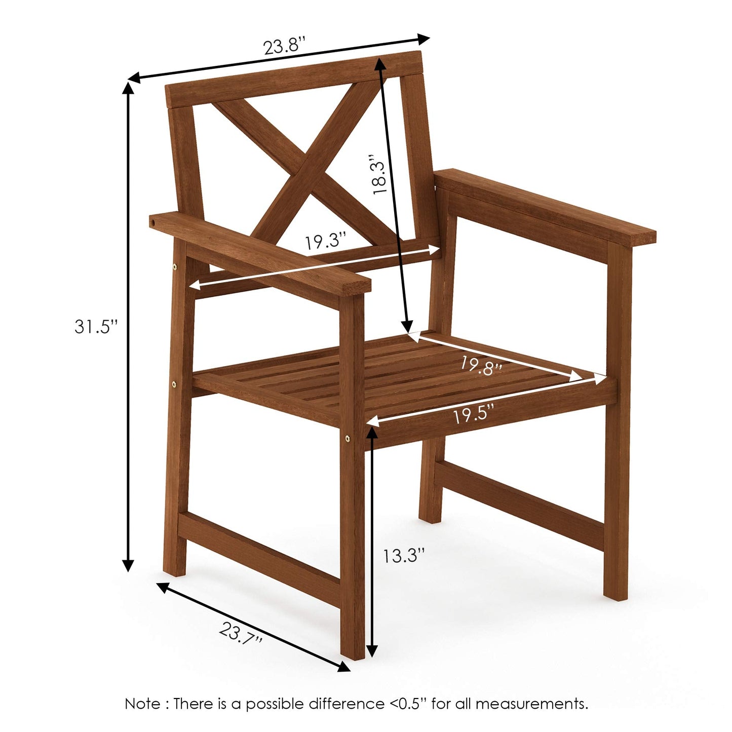 Furinno FG18112C Tioman Hardwood X Back Arm Chair in Teak Oil with Cushion, Natural