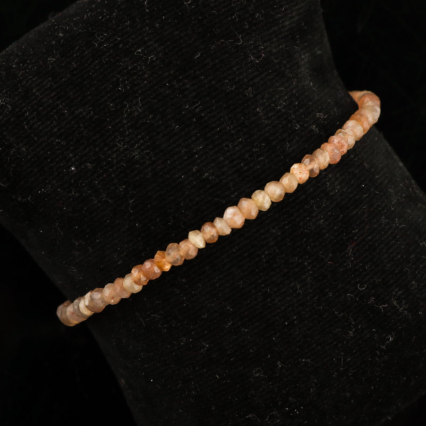 CRYSTALIS Natural Peach Moonstone Gemstone Beads Slider Bolo Bracelet, High Grade Beaded Crystals, Chakra Healing Stone, Gift Giving Women Jewelry, 925 Sterling Silver Slider 10 inch