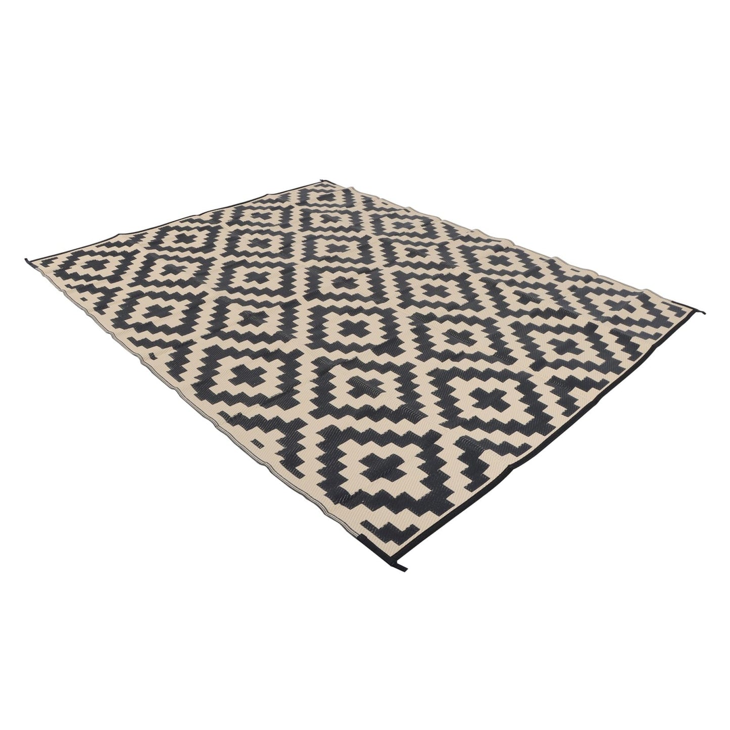 findmall 8x10FT Outdoor Carpet, Plastic Straw Camping Rug, Large Floor Mat and Rug for Outdoors, Modern Area Rug, for Backyard Deck Bench Picnic Campe, Black Beige