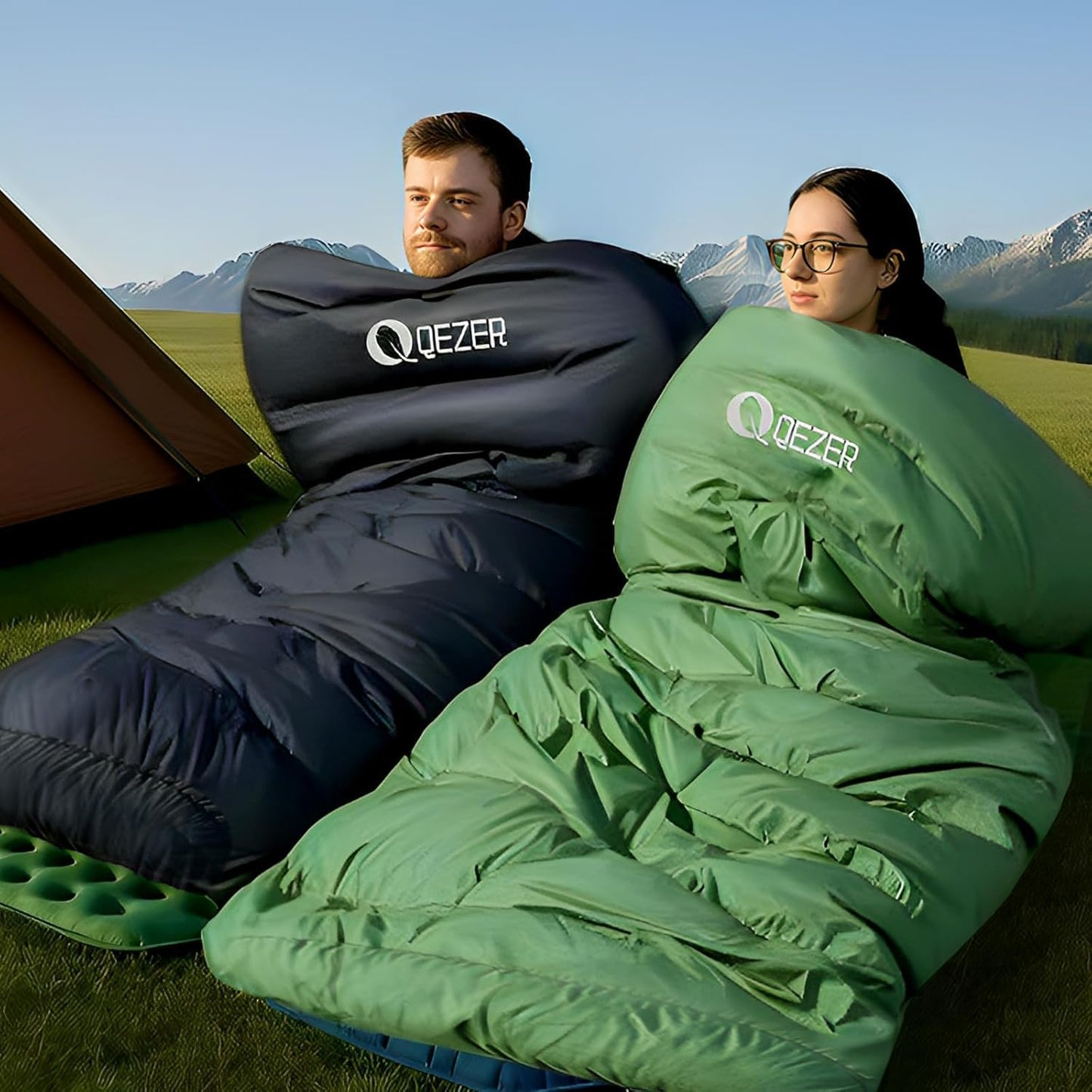 QEZER XL Sleeping Bag-600 Fill Power Down Sleeping Bag for Adults, Ultralight Ideal for Backpacking, Camping, Hiking