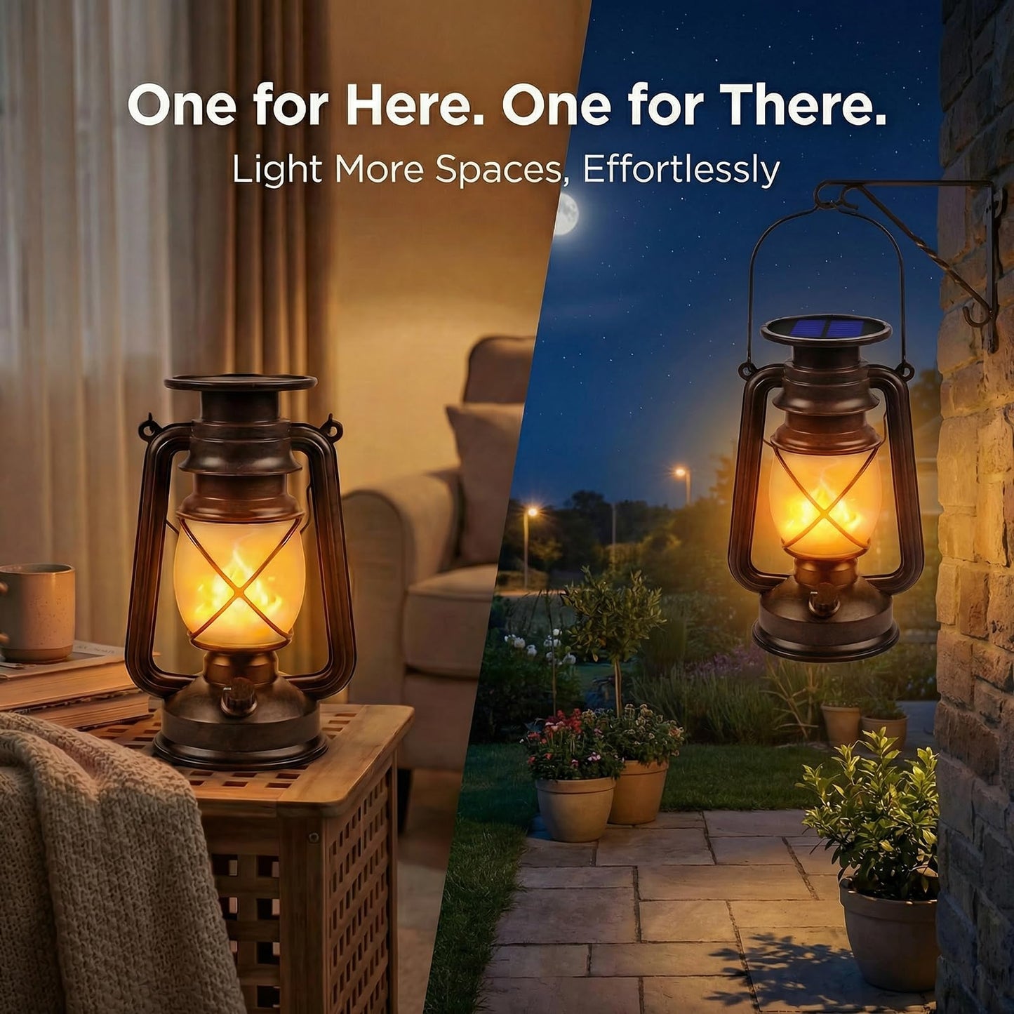 Solar Lantern Outdoor Hanging Solar Lights Dancing Flame Led Waterproof Camping Lamps, Landscape Decor for Table Patio Garden Yard Pathway Porch 2 Pack
